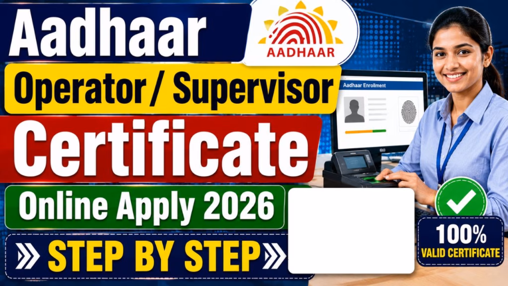 Aadhaar Operator / Supervisor Certificate Online Apply 2026