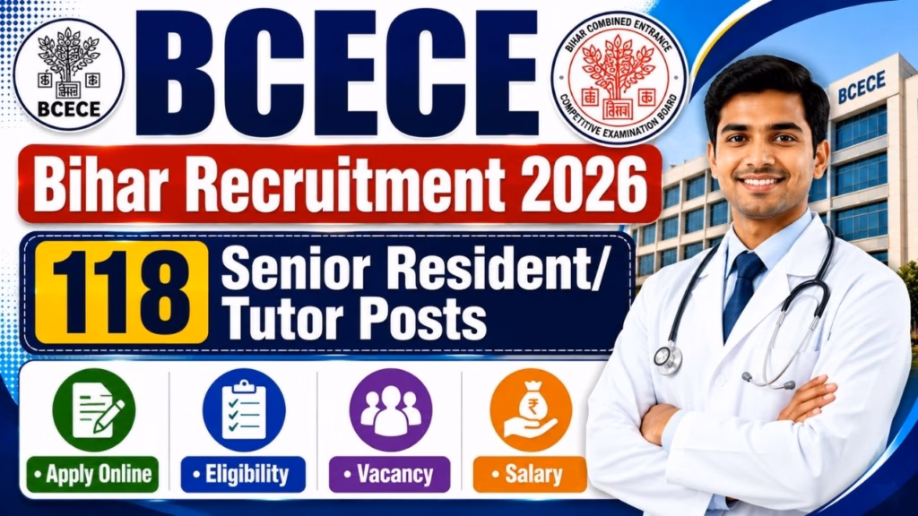 BCECE Bihar Senior Resident/ Tutor Recruitment 2026