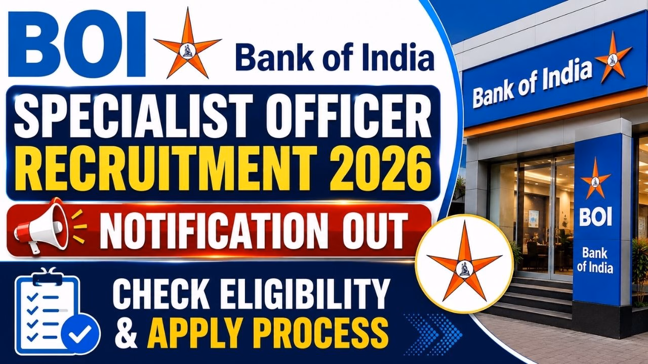 Bank of India (BOI) Specialist Officer Recruitment 2026