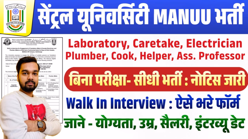 MANUU University Various Post Walk In Interview 2026