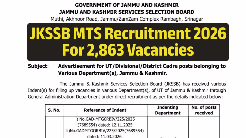JKSSB MTS Recruitment 2026