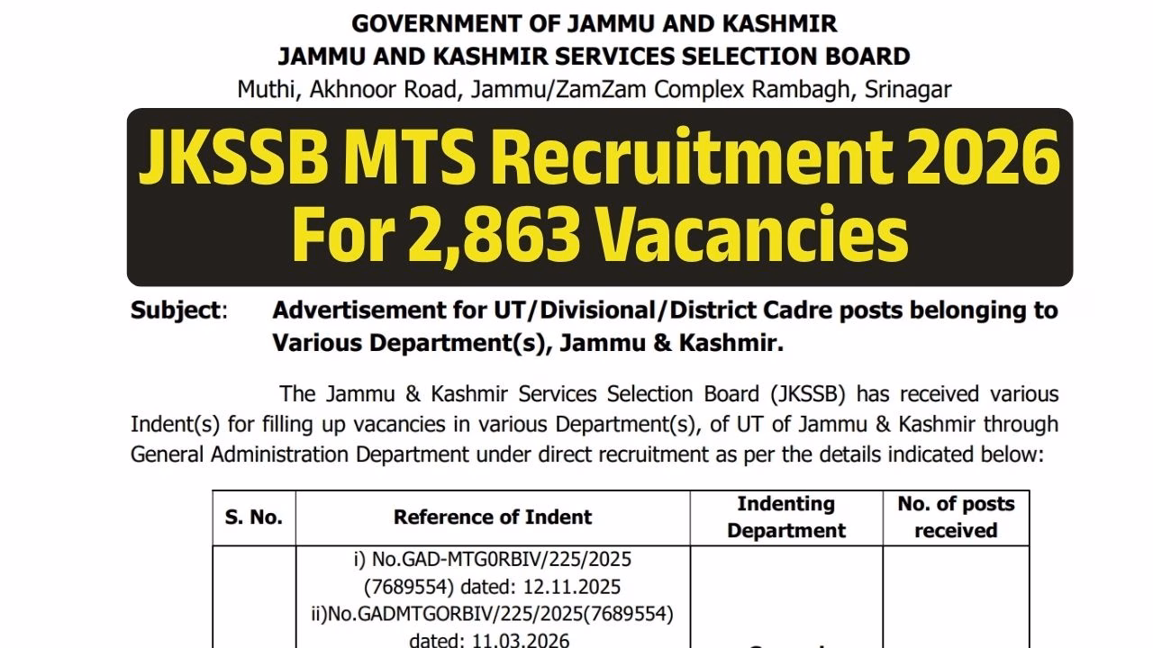 JKSSB MTS Recruitment 2026