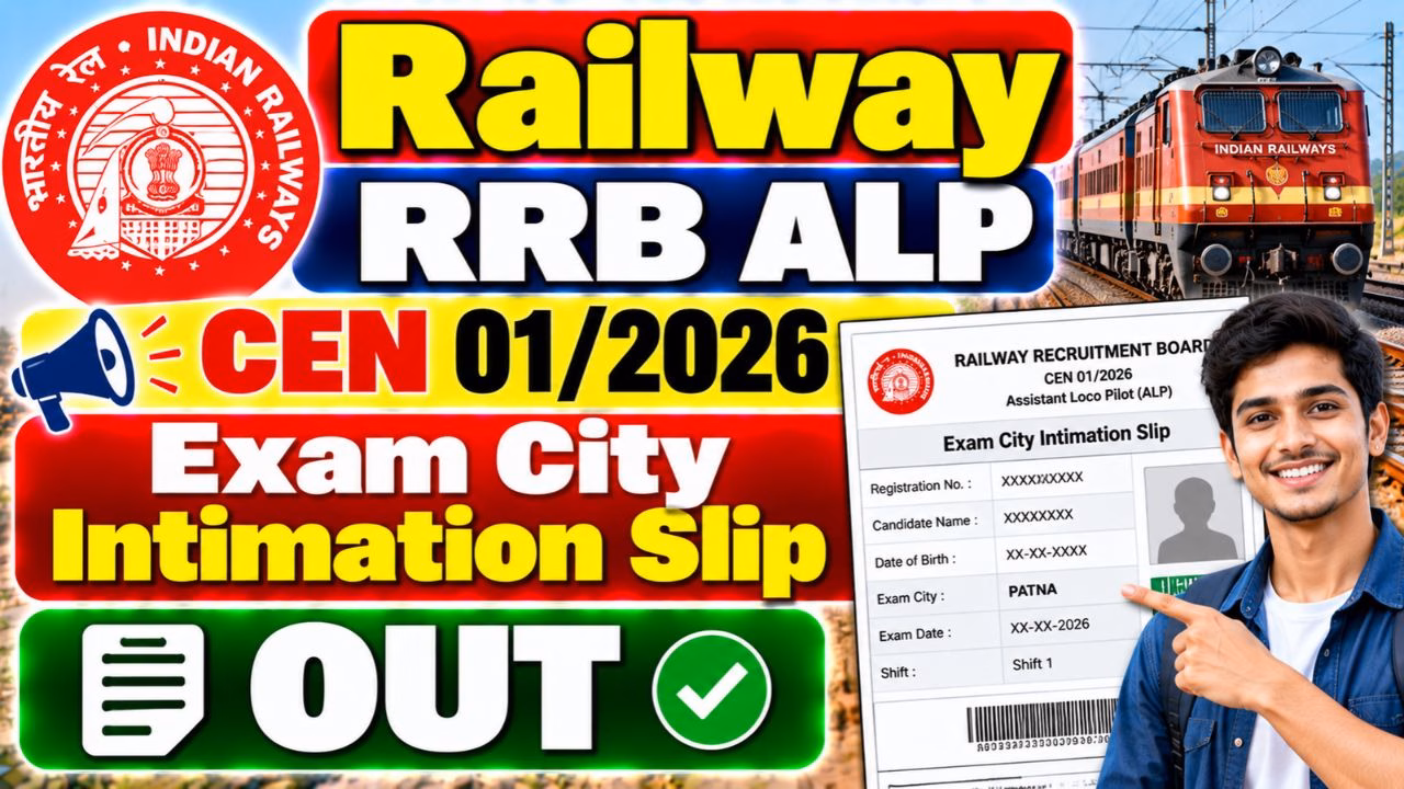 Railway RRB ALP CEN 01/2026 Exam City Intimation Slip